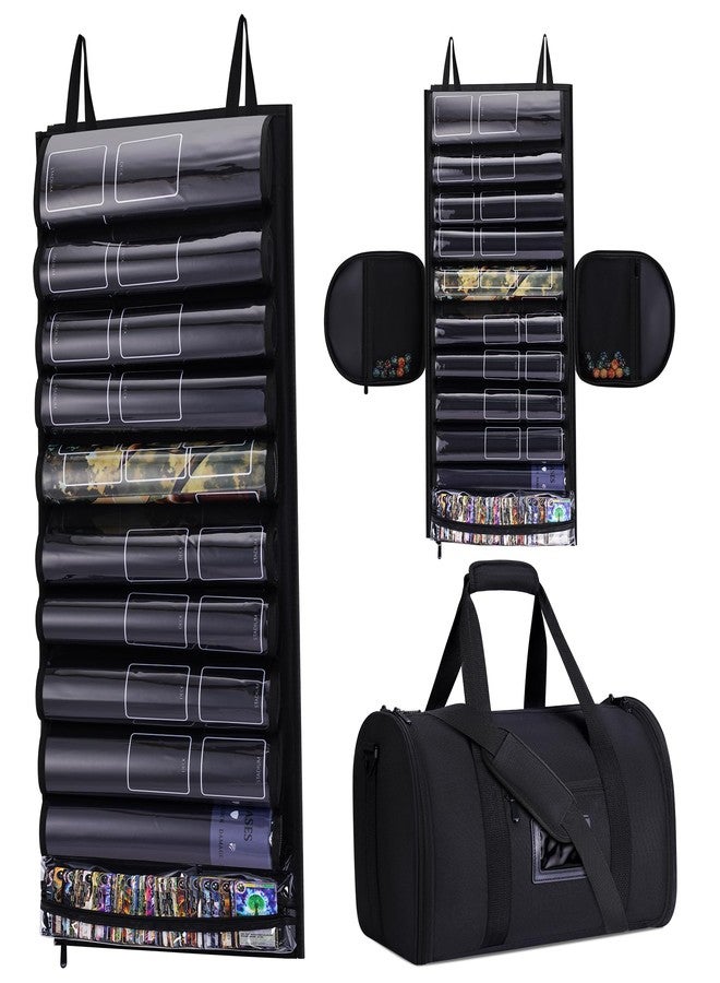 Speqerk 10 Playmat Holder, Transparent Portable Playmat Tube Storage Bag for Game Mat and Tubes with 2 Mesh Pockets, Hangable Playmat Case Compatible with TCG/MTG - Image 1